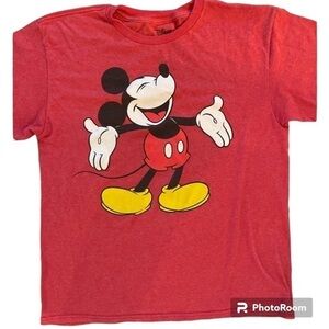 DISNEY Brand Red Heathered Mickey Mouse Licensed Tee Short Sleeve‎ Size XL